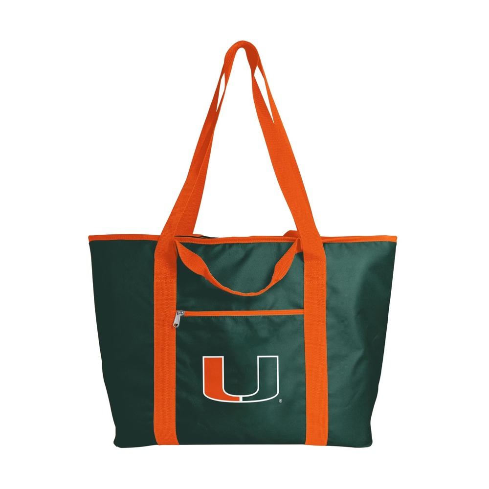Logo Brands Miami Hurricanes Gameday Insulated Tote Bag Green Orange NWT